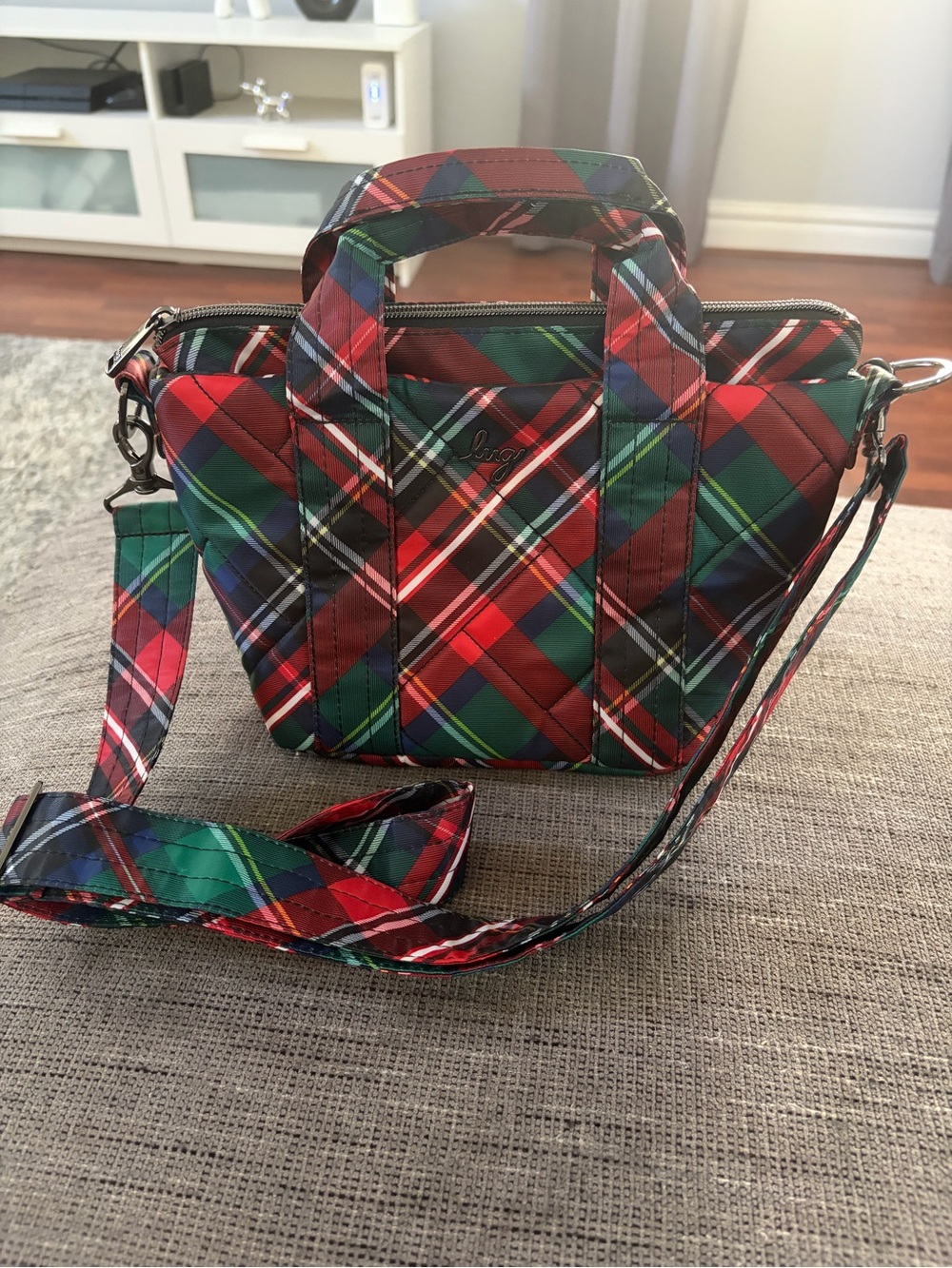LUG Mini Dory Plaid Quilted Crossbody Bag Purse